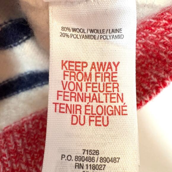 Baby Boden Striped Wool Sweater With Buttons In Red Navy Size 6-12 Months - Picture 8 of 8